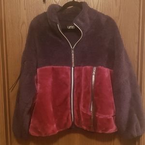 UGG Marlene Sherpa Fleece Faux Fur Jacket purple and pink New Size L